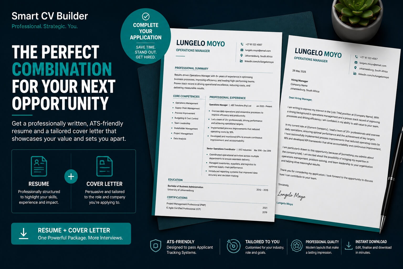 resume, cv cover letter combo